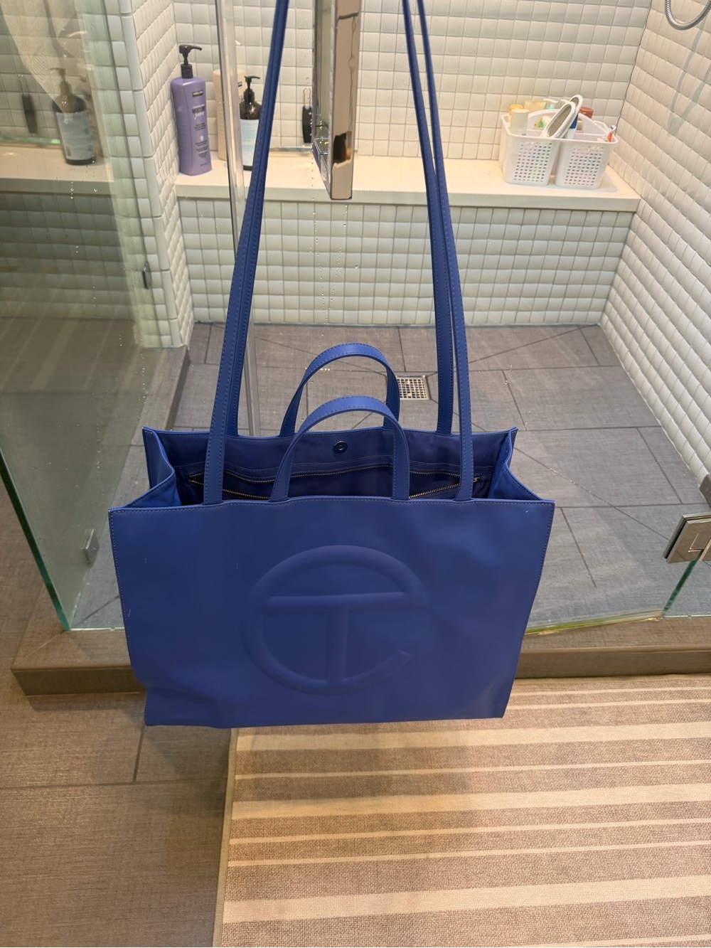 Telfar Blue Embossed Logo Tote - Picture 3 of 4